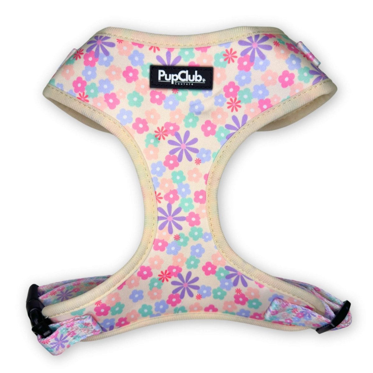 adjustable dog harness pretty petals front - PupClub Couture