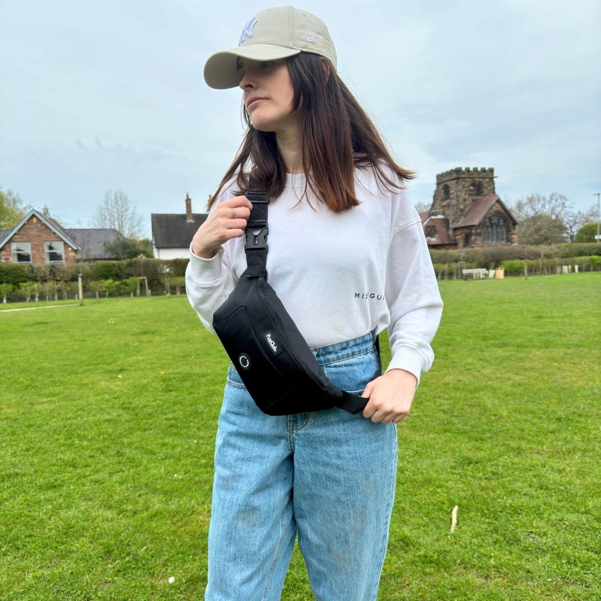 black bum bag crossbody pupclub couture