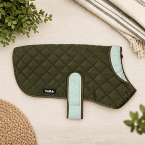Quilted Dog Coat - Khaki Tweed - Pupclub Couture