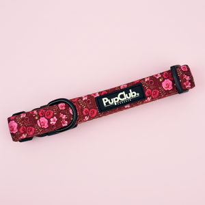 Dog Collar - Burgundy Bloom - Pupclub Couture
