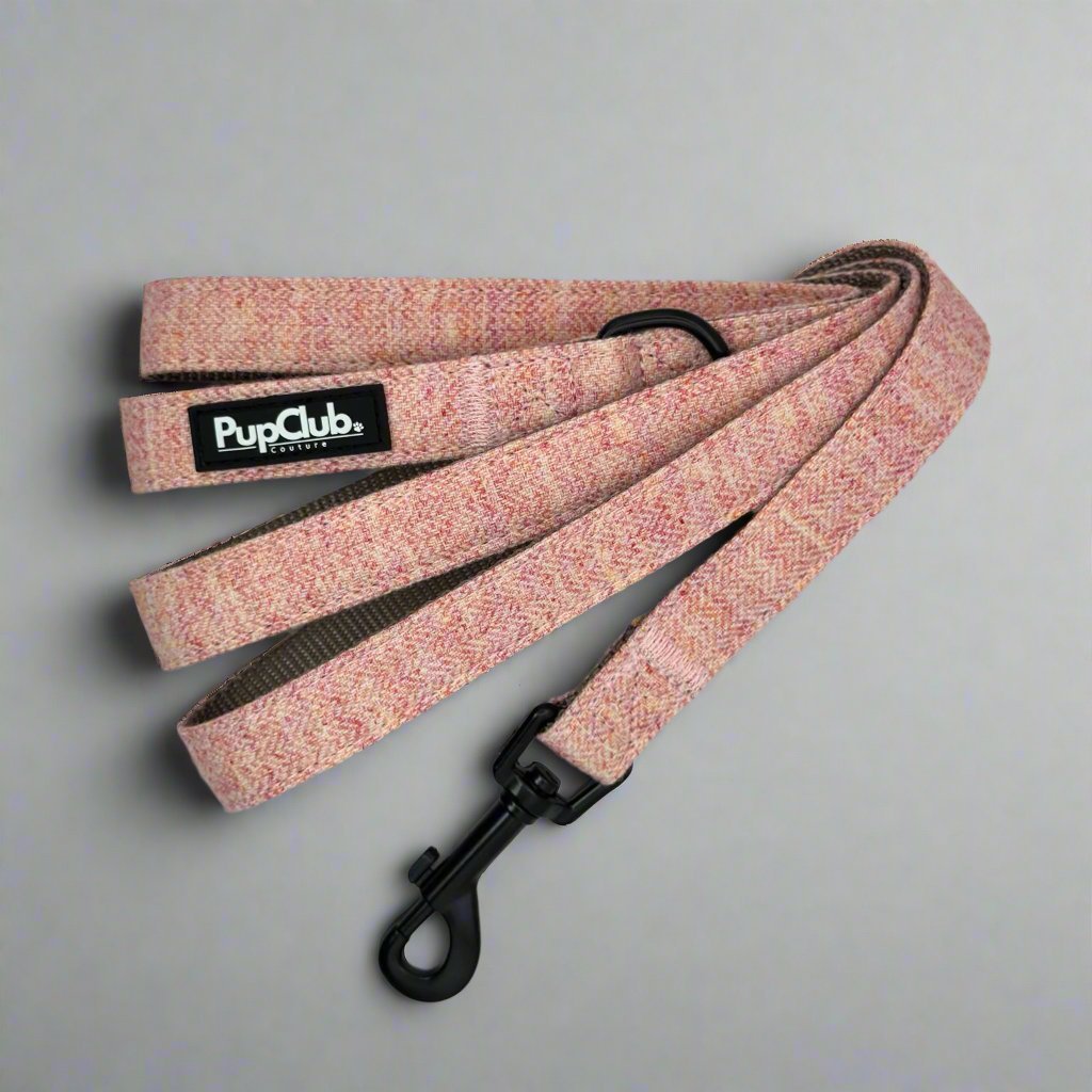 Dog Lead - Pink Tweed - Pupclub Couture