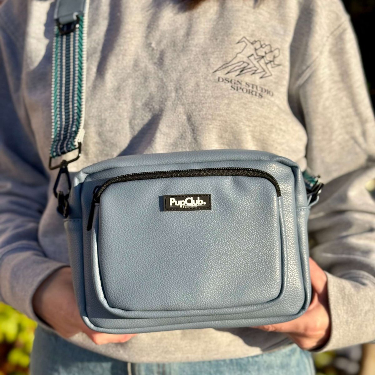 Dog Walking Bag - Vegan Leather - Slate Blue - Pupclub Couture