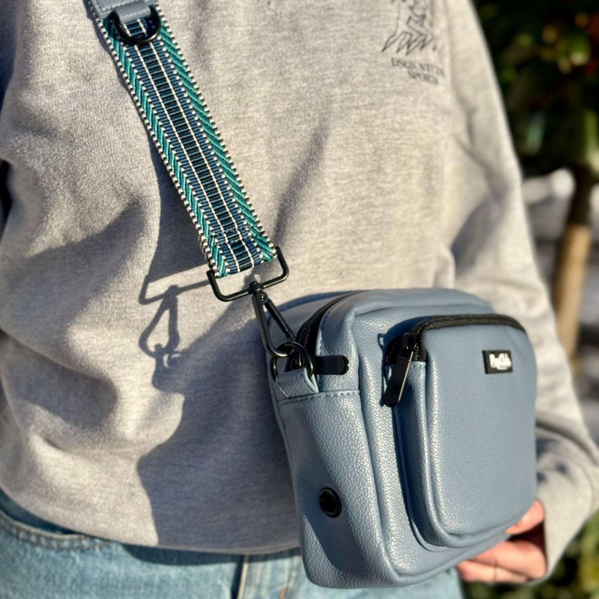 Dog Walking Bag - Vegan Leather - Slate Blue - Pupclub Couture