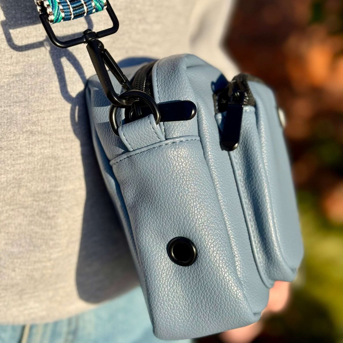 Dog Walking Bag - Vegan Leather - Slate Blue - Pupclub Couture