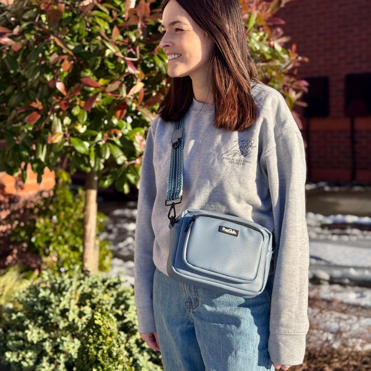 Dog Walking Bag - Vegan Leather - Slate Blue - Pupclub Couture