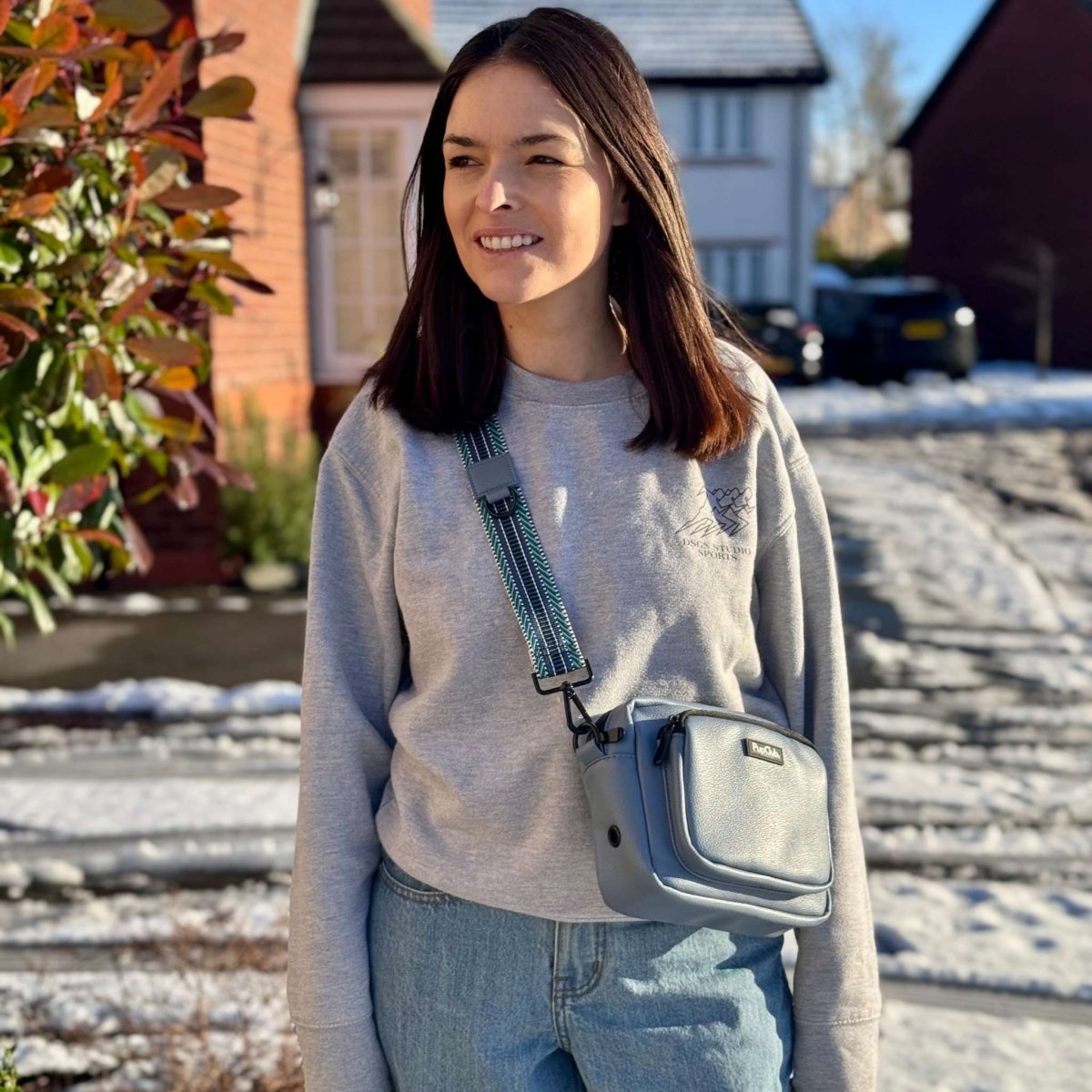 Dog Walking Bag - Vegan Leather - Slate Blue - Pupclub Couture
