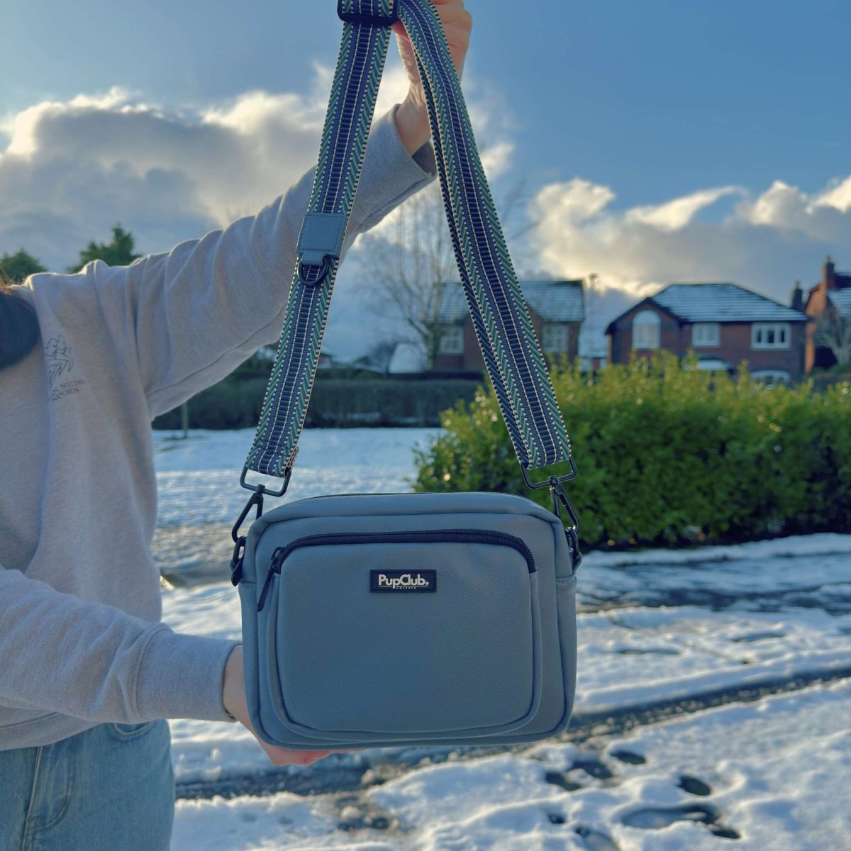 Dog Walking Bag - Vegan Leather - Slate Blue - Pupclub Couture