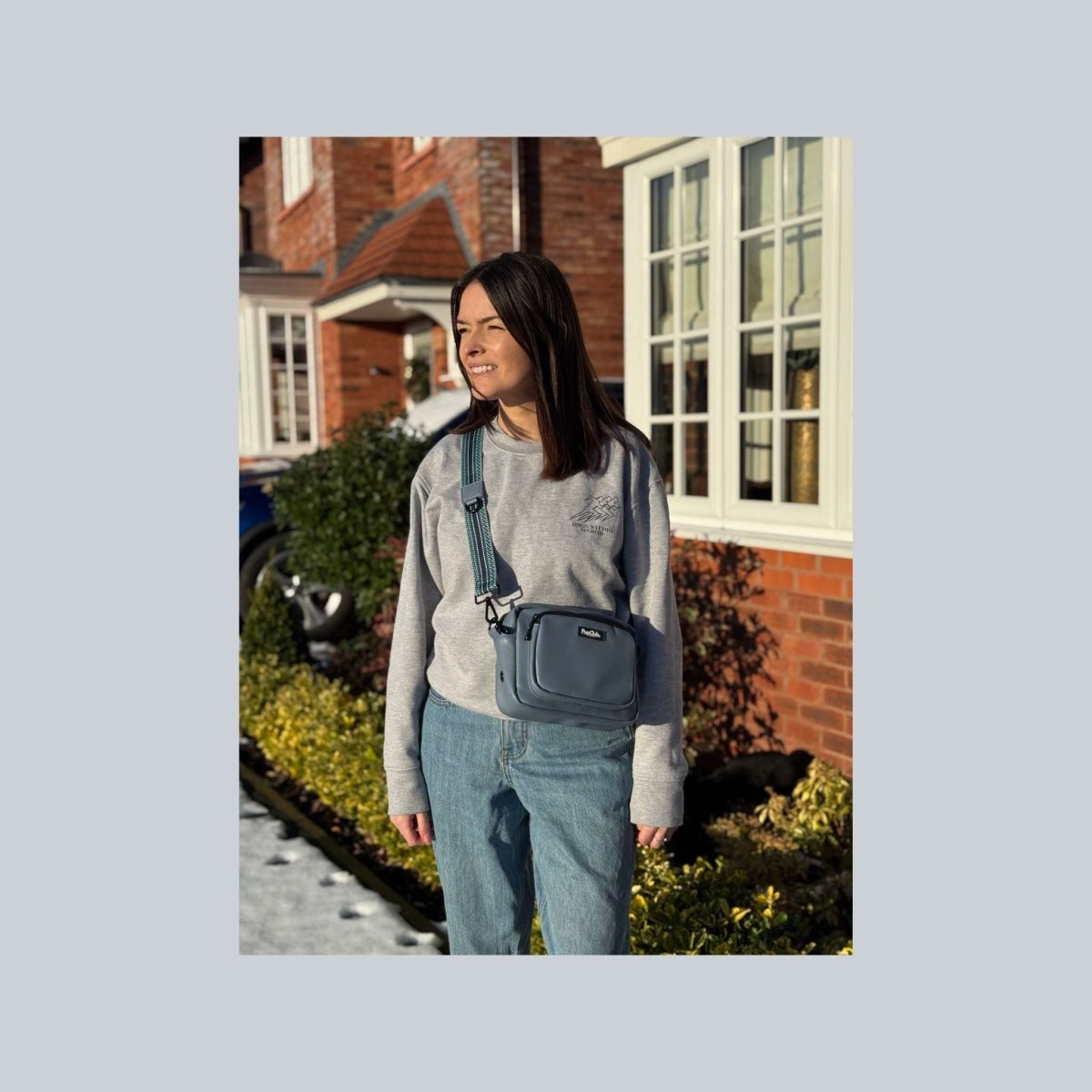 Dog Walking Bag - Vegan Leather - Slate Blue - Pupclub Couture