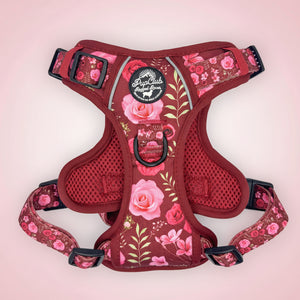 Rugged Rover No Pull Dog Harness - Burgundy Bloom - Pupclub Couture