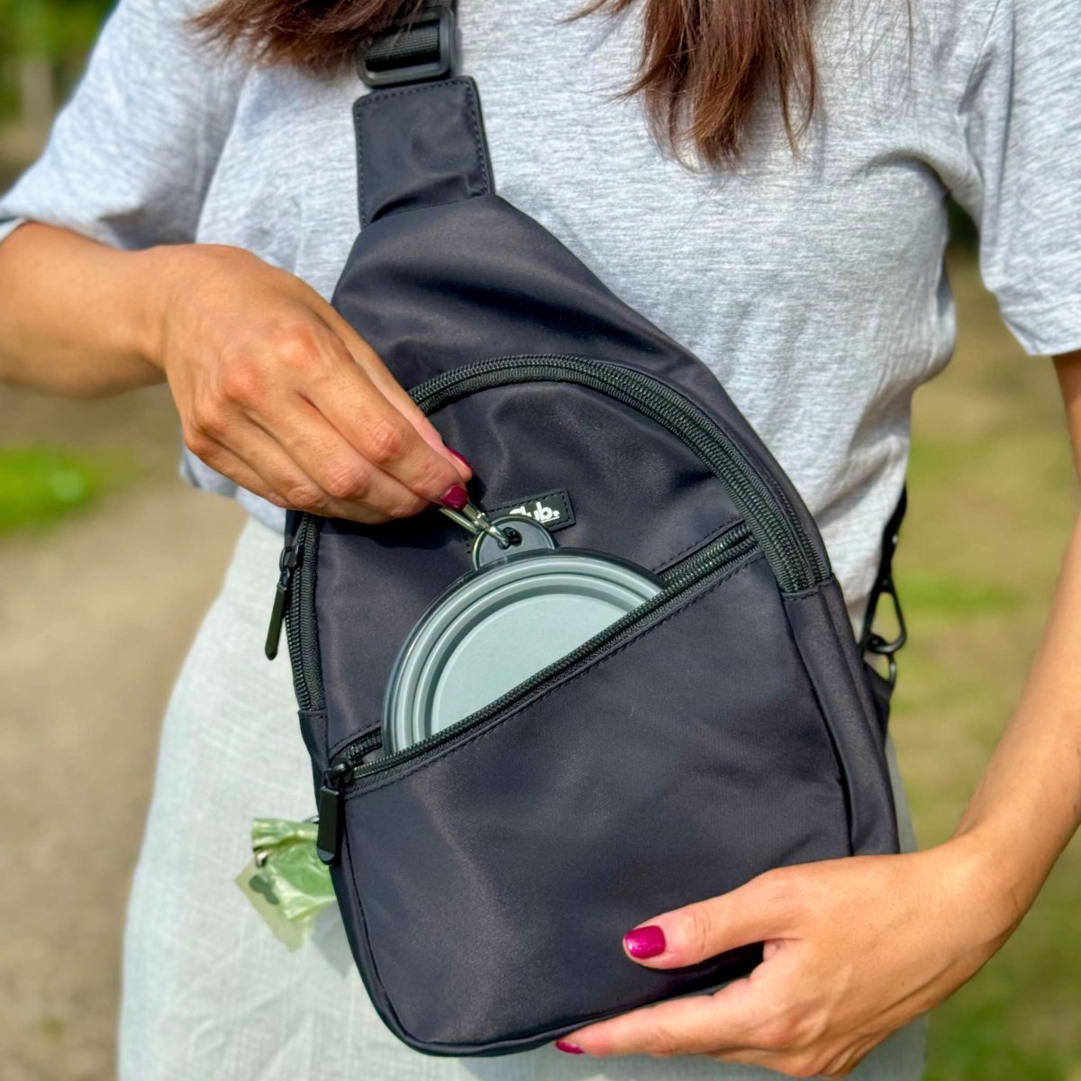 Dog Walking Sling Bag Backpack - Black - Pupclub Couture