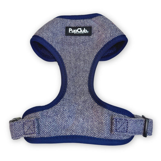 Tweed Adjustable Harness - Blue front