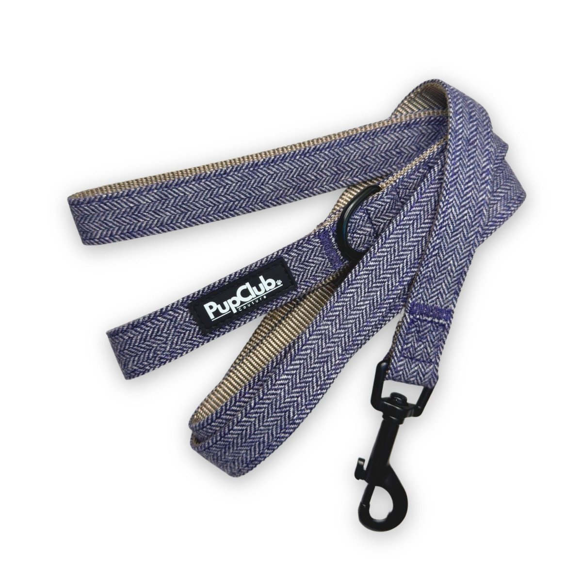 Blue Tweed Dog Lead - Pupclub Couture