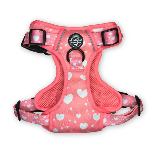 rugged rover harness peachy hearts front