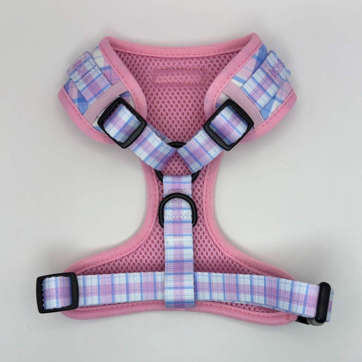 Adjustable Dog Harness - Pink Tartan - Pupclub Couture