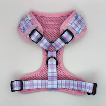 Adjustable Dog Harness - Pink Tartan - Pupclub Couture