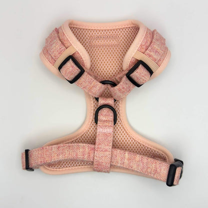 Adjustable dog harness - pink tweed - Pupclub Couture