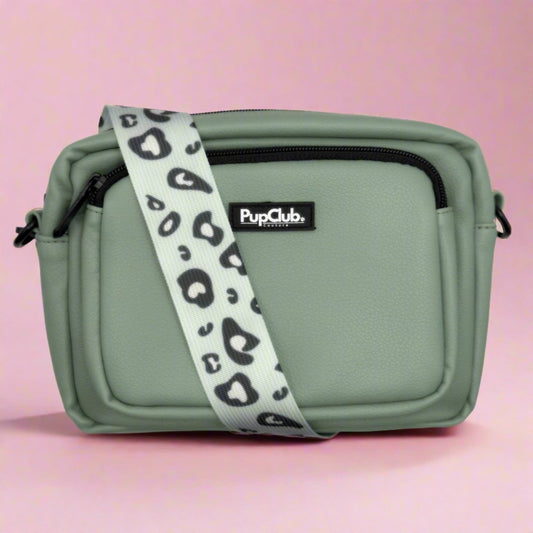 crossbody dog walking bag - Sage Green vegan leather - PupClub Couture