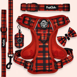 Rugged Rover Dog Harness Bundle - Red Tartan - Pupclub Couture