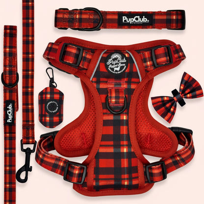 Rugged Rover Dog Harness Bundle - Red Tartan - Pupclub Couture