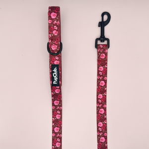 Dog Lead - Burgundy Bloom - Pupclub Couture