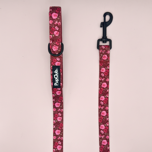 Dog Lead - Burgundy Bloom - Pupclub Couture