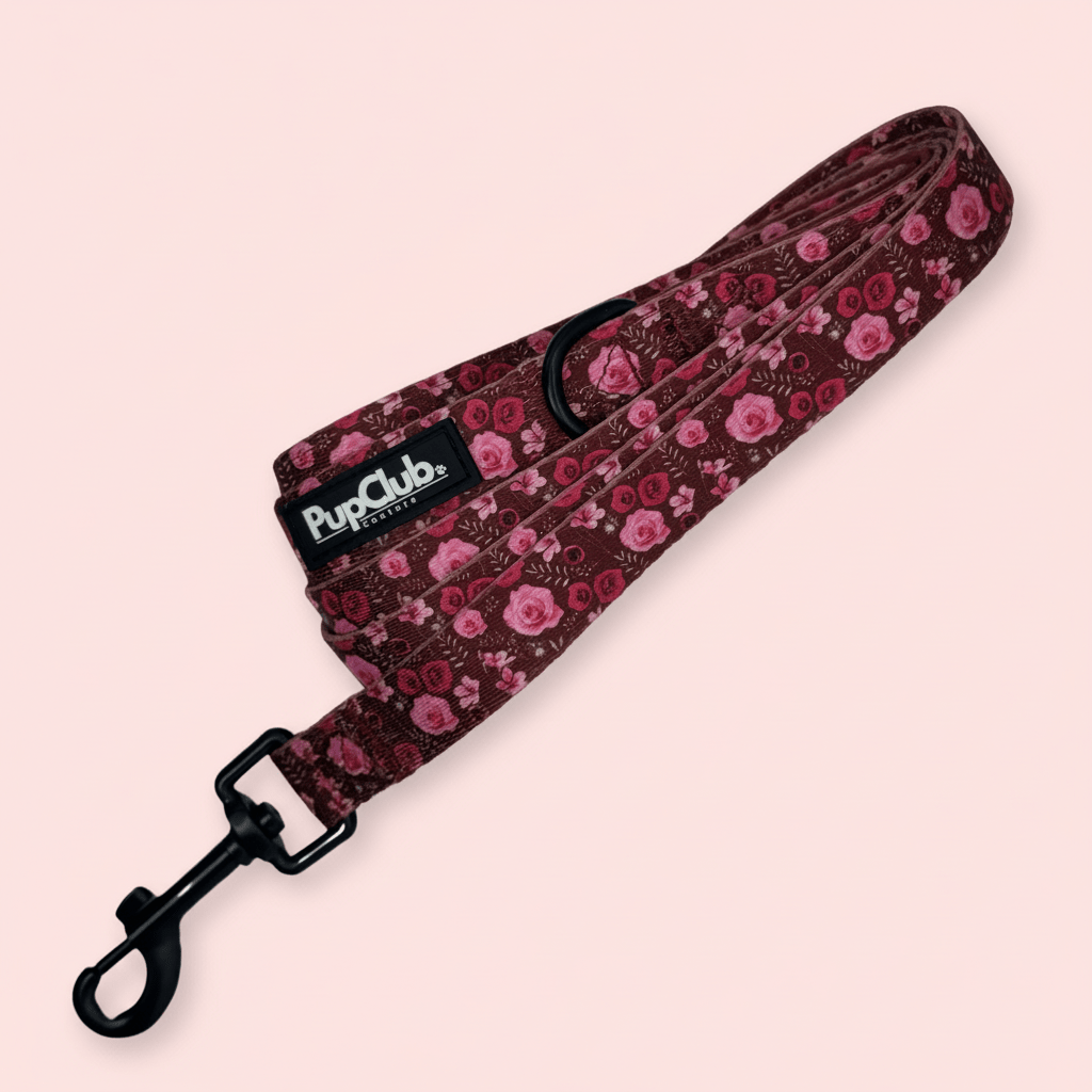 Dog Lead - Burgundy Bloom - Pupclub Couture