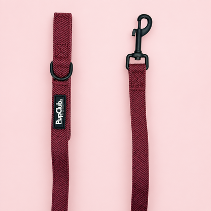 Dog Lead - Red Berry Tweed - Pupclub Couture