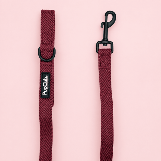 Dog Lead - Red Berry Tweed - Pupclub Couture