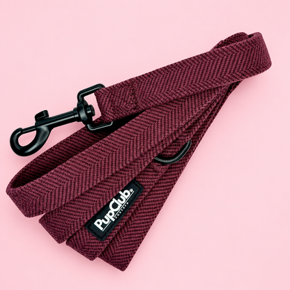 Dog Lead - Red Berry Tweed - Pupclub Couture
