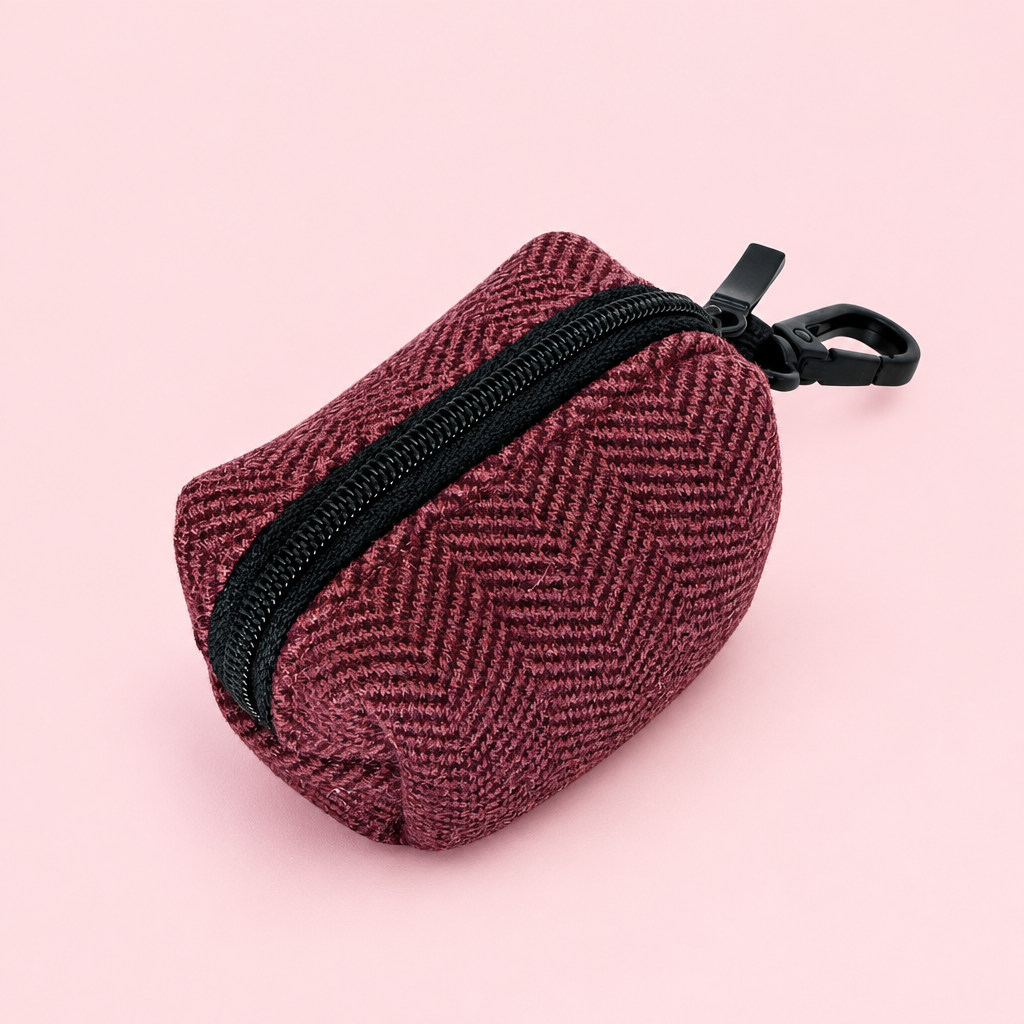 Poo Bag Holder - Red Berry Tweed - Pupclub Couture