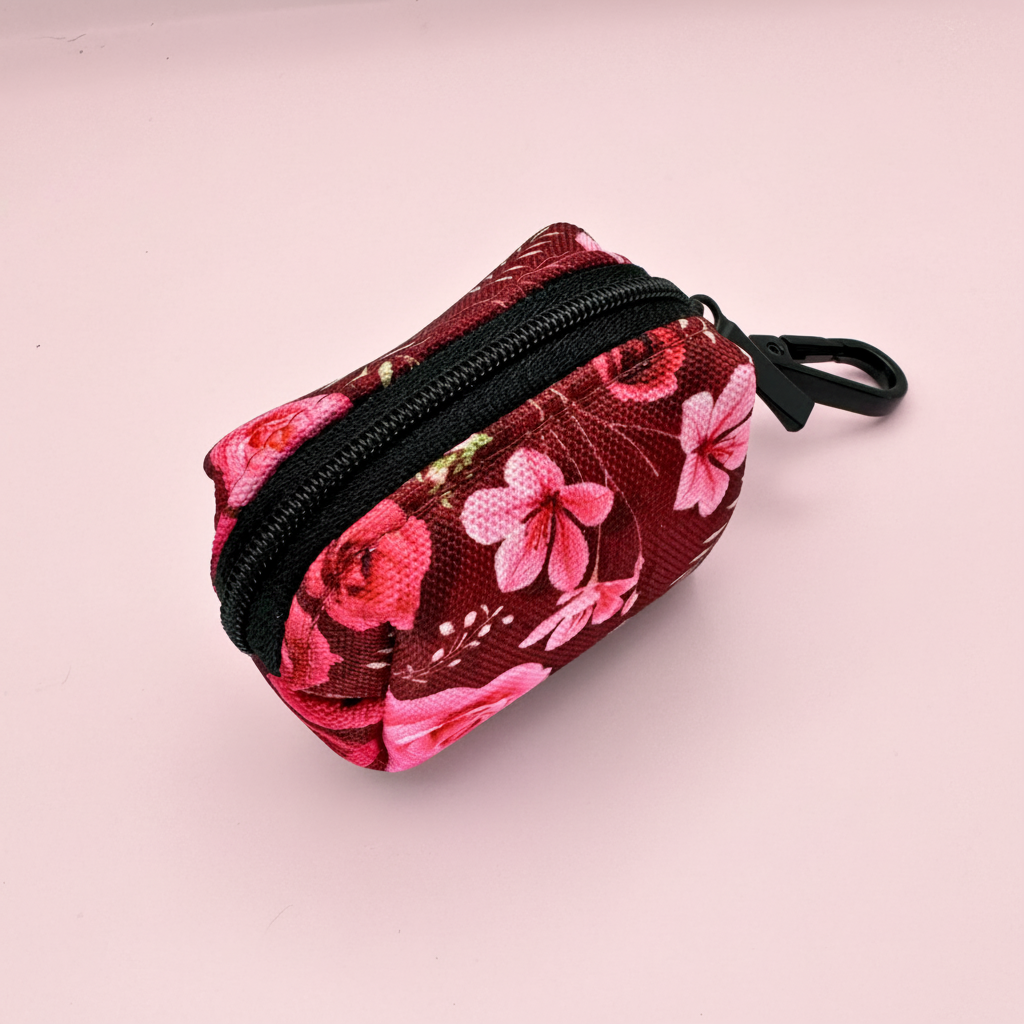 Dog Poop Bag Holder - Burgundy Bloom - Pupclub Couture