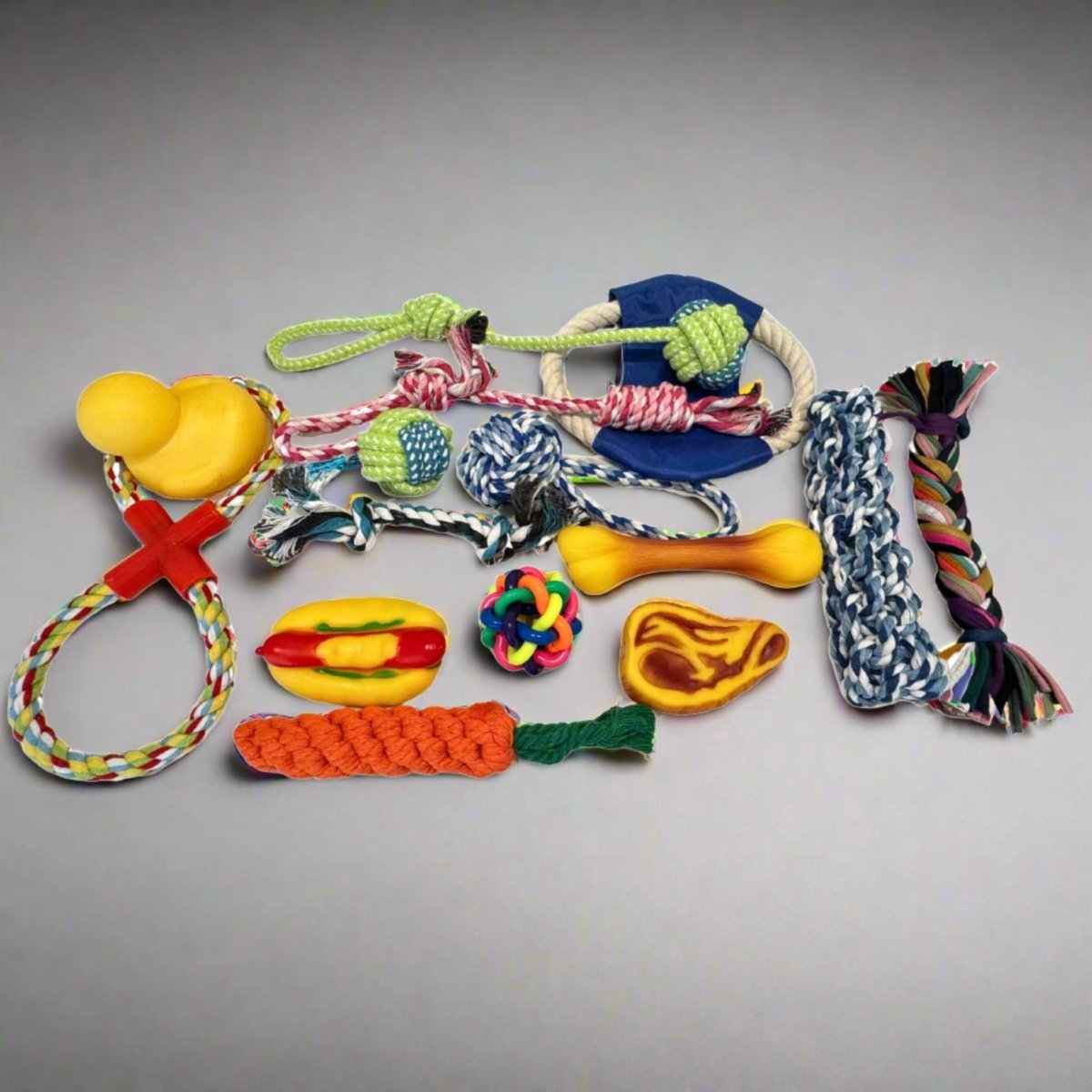 dog toys puppy pack squeak and rope toys - pupclub couture