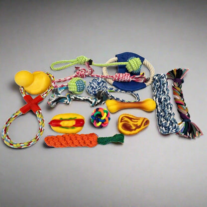 dog toys puppy pack squeak and rope toys - pupclub couture