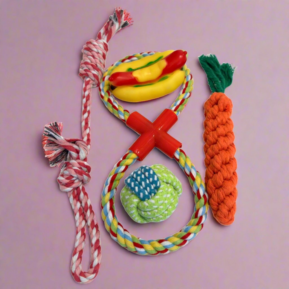 dog toys puppy pack squeak and rope toys - pupclub couture