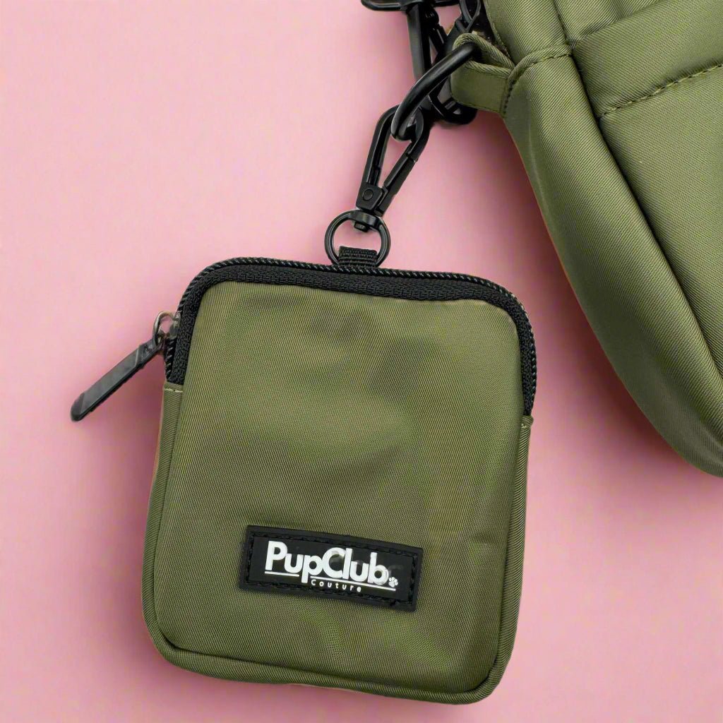 dog treat pouch - khaki green - pupclub couture