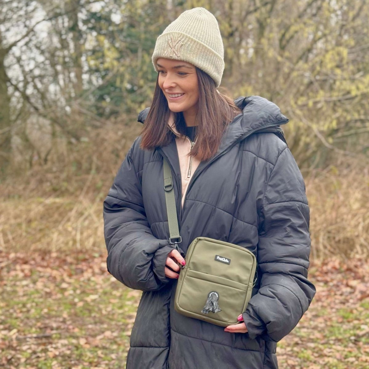 Mini Dog Walking Bag - Khaki Green - Pupclub Couture