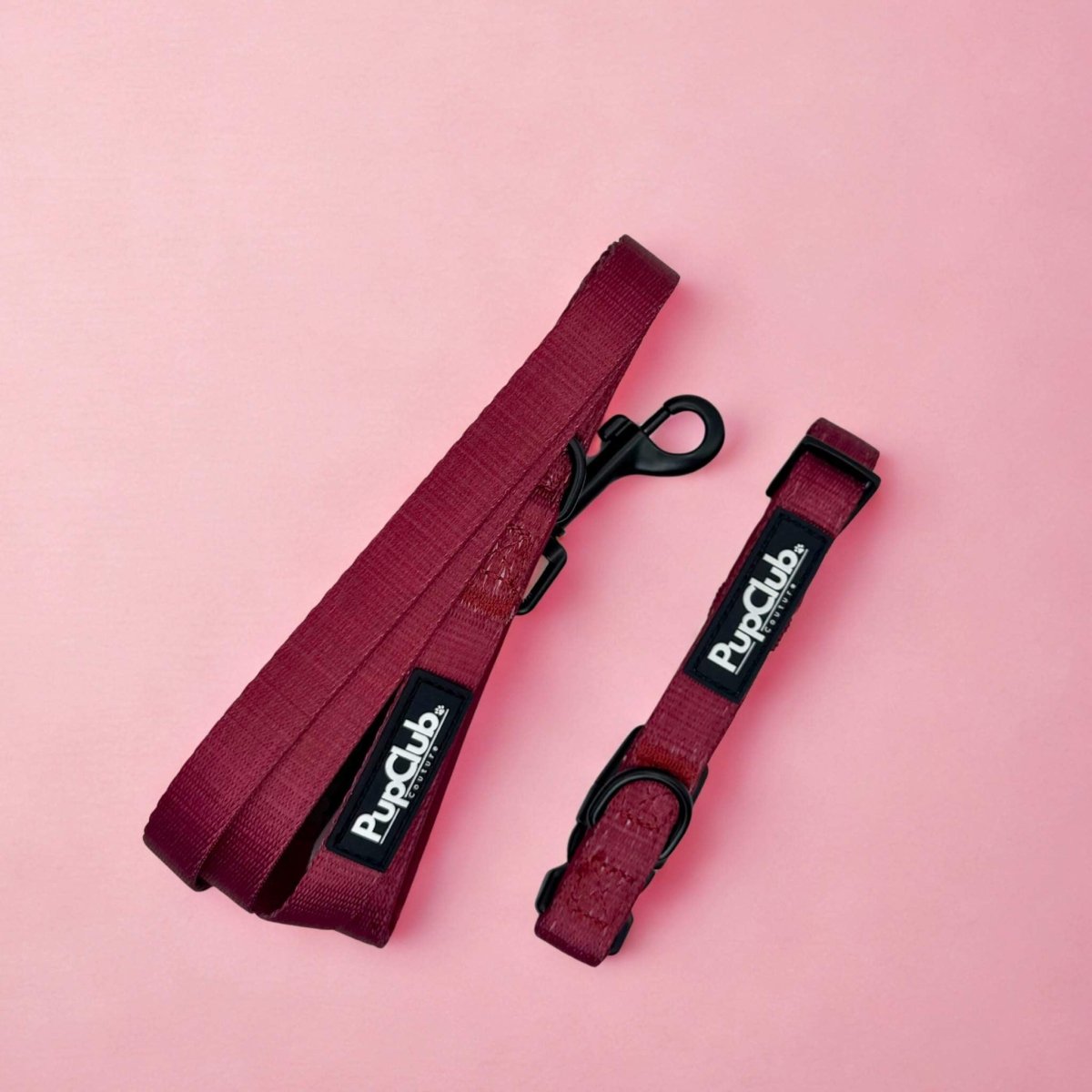 Puppy Collar & Lead Set - Berry red - Pupclub Couture