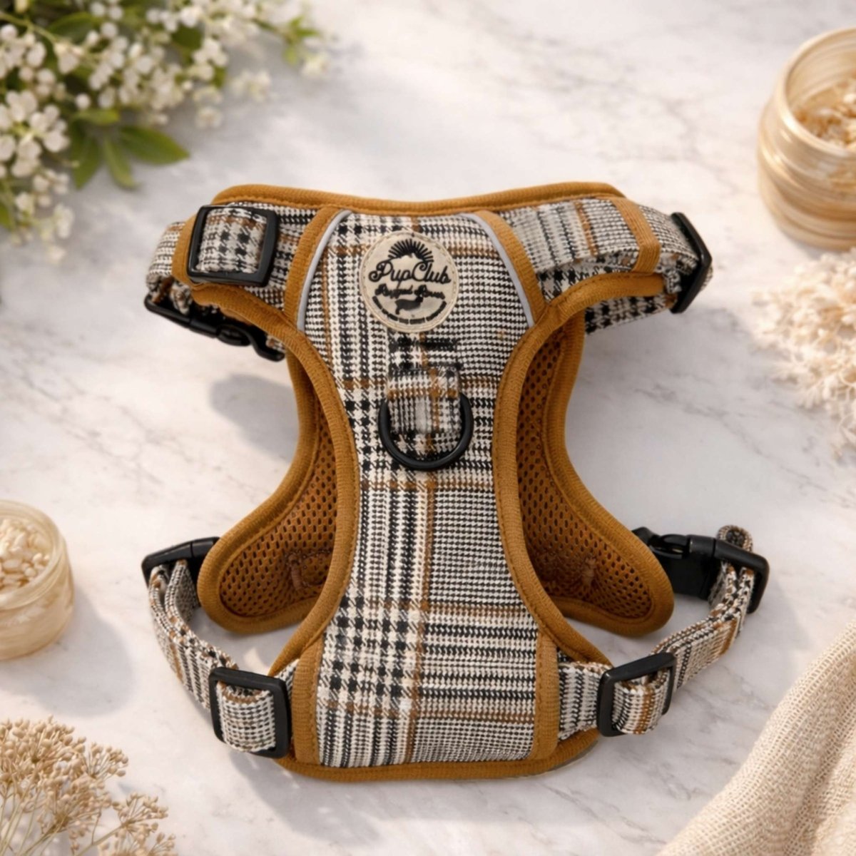 rugged rover dog harness - foxbury plaid - Pupclub Couture