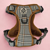 No Pull Dog harness with plaid pattern and brown accents - PupClub couture