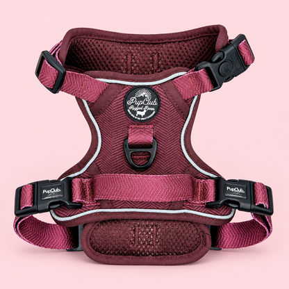 Rugged Rover No Pull Dog Harness - Red Berry Tweed - PupClub Couture
