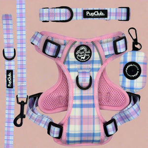 Rugged Rover Dog Harness Bundle - Pink Tartan - Pupclub Couture