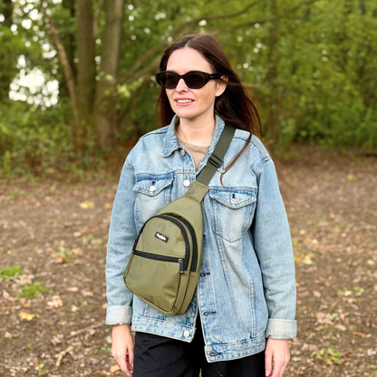 Sling Dog Walking Bag Backpack - Khaki Green - Pupclub Couture