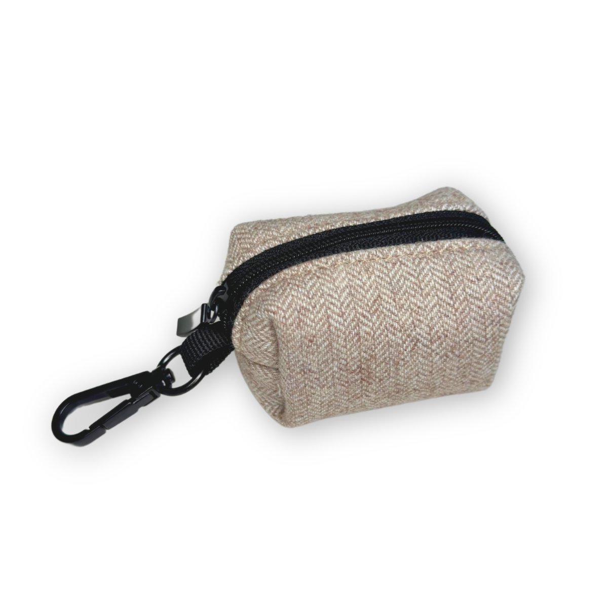Poo Bag Holder - Tweed Beige side