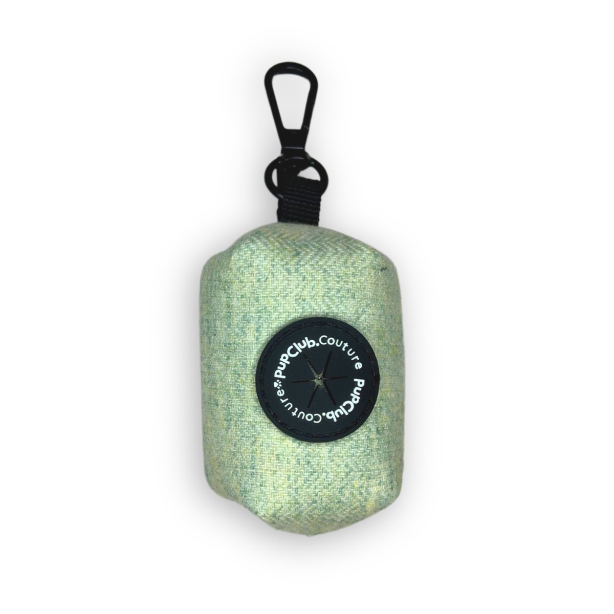 poo bag holder tweed sage green front